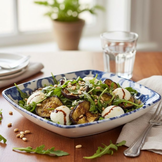 Салат с баклажаном и моцареллой