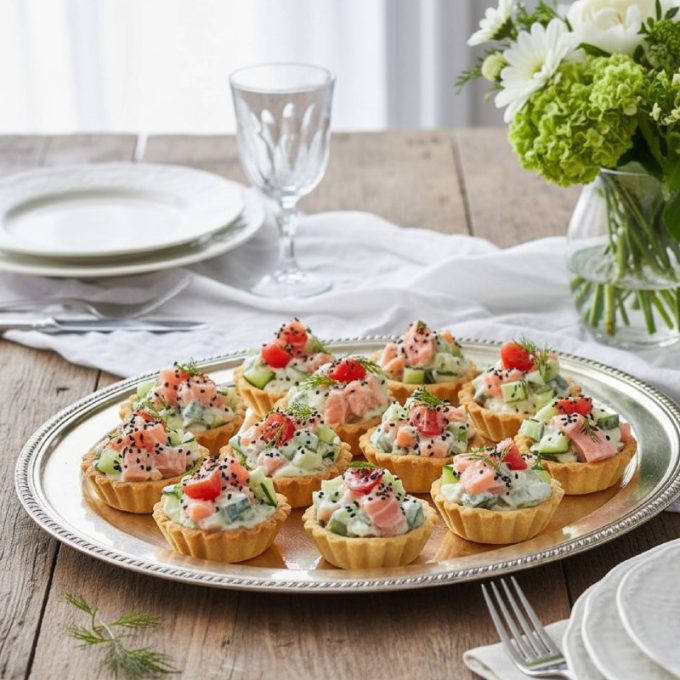 Тарталетки с сёмгой и овощами