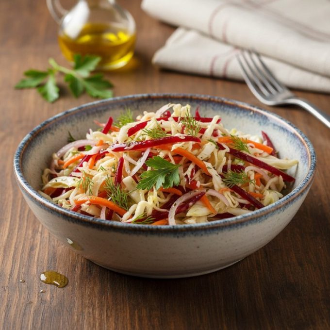 Салат из свежей капусты со свёклой и морковью