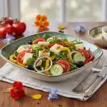 Салат с копчёным сыром и овощами