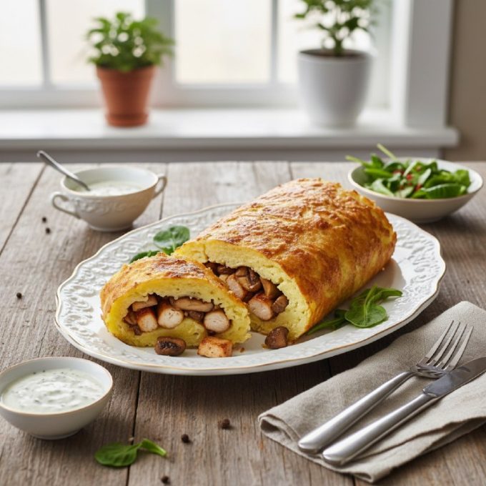 Картофельный рулет с куриной начинкой