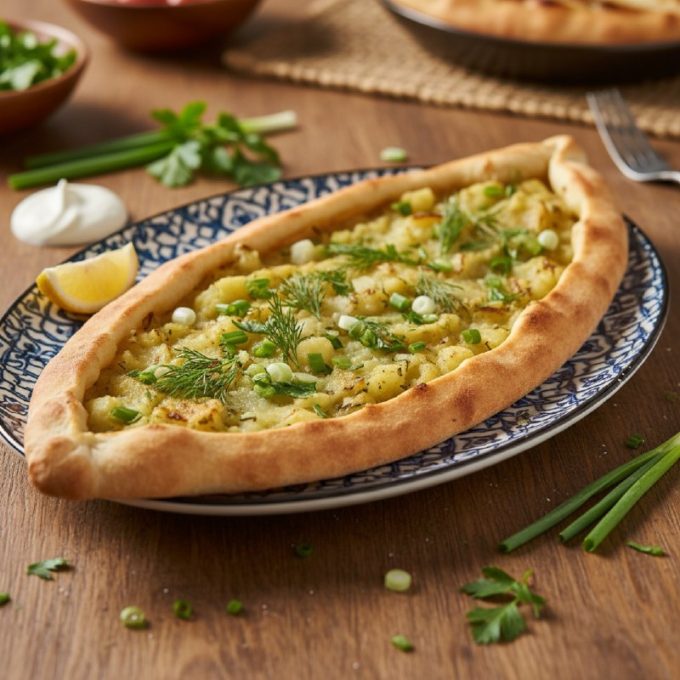 Пиде с картошкой и зеленью